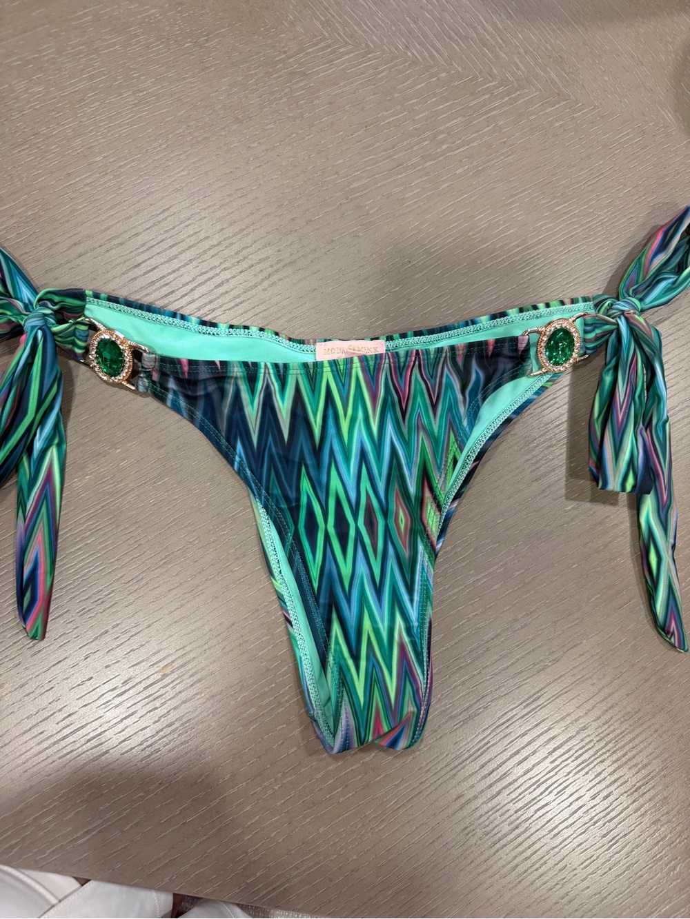Moda Minx Bikini Bottoms – Size Large – Jewel Detail Side Ties